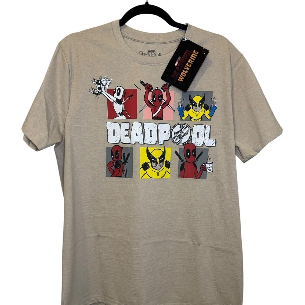 Marvel Tan Short Sleeve Tee with Deadpool Design